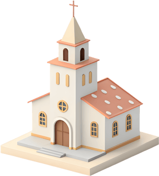 Religious Icon of a Simple Cartoon Church for Faith-Based Designs. . png