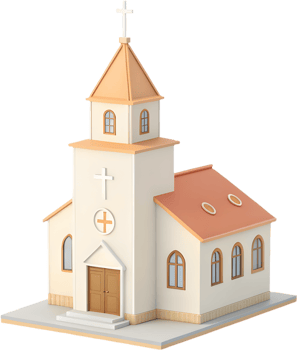 Faith-Themed Cartoon Church Icon for Minimalistic Religious Designs. . png