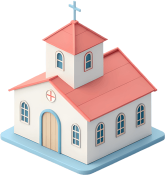 Minimalist Cartoon Church Icon for Faith and Religious Illustrations. . png