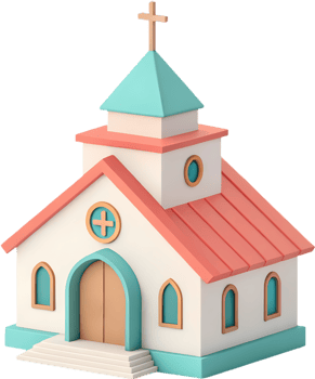 Spiritual Cartoon Church Icon for Religious and Faith-Based Themes. . png