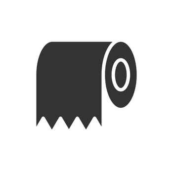 A black and white illustration of a roll of toilet paper vector