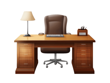 A well organized executive office desk setup png