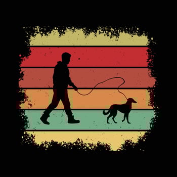 Irish Wolfhound and Vintage Sunset Retro Design vector