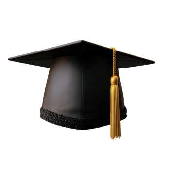 A Black Graduation Cap with Gold Tassel png