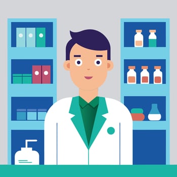 A Quiet Moment at the Pharmacy Entrance vector