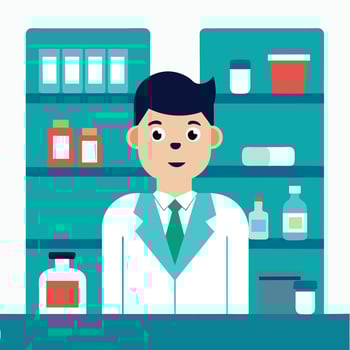 Waiting in Front of the Medicine Store vector