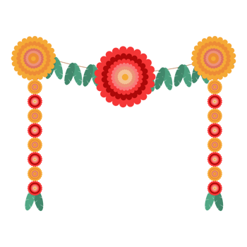 A colorful garland with flowers and leaves png