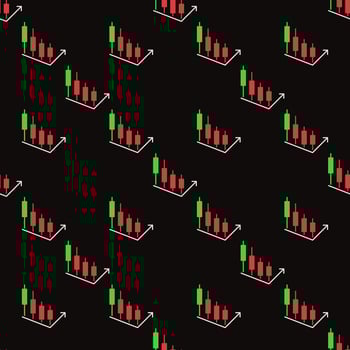 Candlestick Chart Element with Arrow Margin Trading colored seamless pattern vector