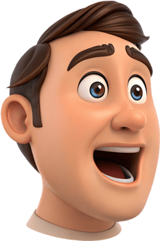Man emoji face expressing emotion in modern clipart. . png