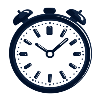 A clock is on a transparent background png