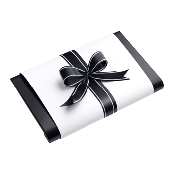 A black and white gift box with a bow png