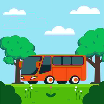 Flat illustration bus telolet with blue sky view vector