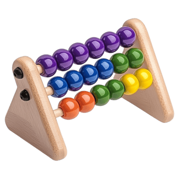 A wooden abacus with colorful beads on it png