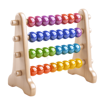 A wooden abacus with colorful blue green yellow beads on it png