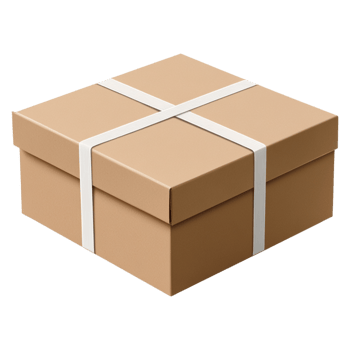 A brown box with white stripes on it side view png