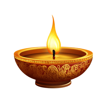 Ornate Red And Gold Diya Lamp Burning Brightly png