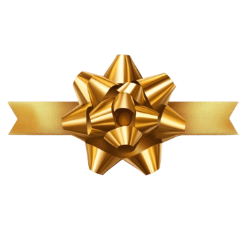 A Gold Bow and Ribbon on Black Background png