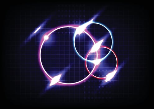 Futuristic tech circle glowing and neon lighting on dark blue table abstract technology background. Electric power concept. vector