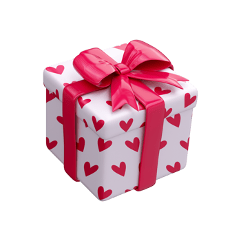 Gift box with hearts. Gift for Valentine's Day or wedding, 3d render png
