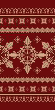 Timeless Luxury Beauty Gold Silk Embroidery on Burgundy Background Pattern. Elegant Rich Border Seamless for High Class Design Fashion. Opulence Royal Scroll Apparel Decoration, texture, hand. vector
