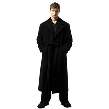 Polished Man in Formal Black Coat with Tie png
