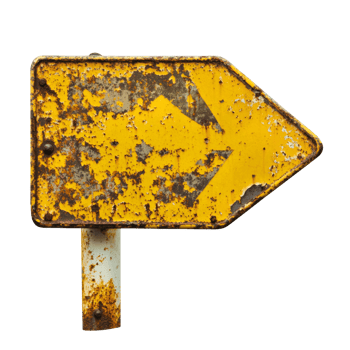 Rusty Yellow Arrow Sign Points Right png