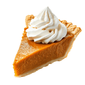 A Delicious Slice Of Pumpkin Pie With Whipped Cream. isolated png