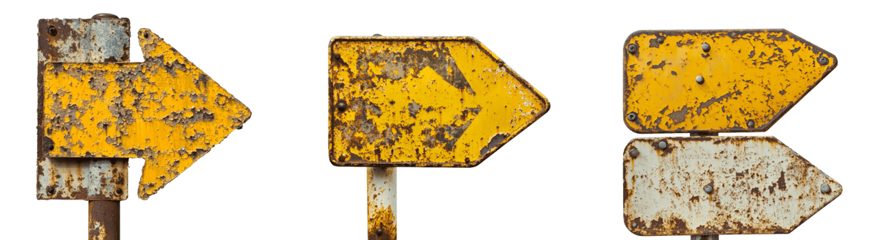 Rusty Arrow Road Signs Pointing Directions png