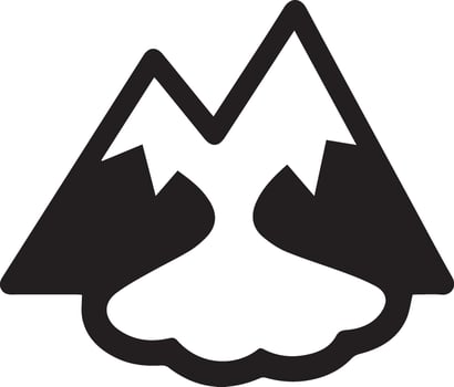 mountain icon illustration black and white with ice vector