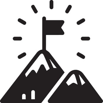 Mountain outline design with flag on the top vector