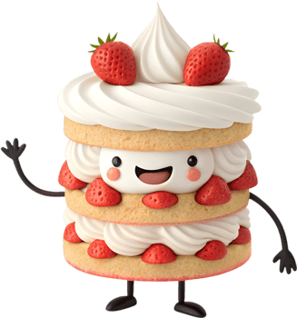 Happy cake cartoon pose for birthday party celebration event clipart design. . png