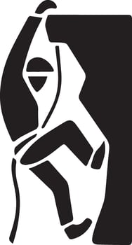 A Mountain Climber Scaling Rocky Cliff Illustration icon vector