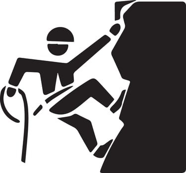 A Mountain Climber Scaling Rocky Cliff use a rope Illustration vector