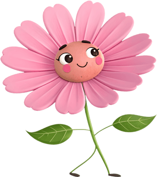 Cheerful and fun cartoon flower design for playful and bright clipart illustrations. . png