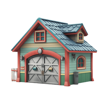 Charming Cartoon Style Garage House Model png