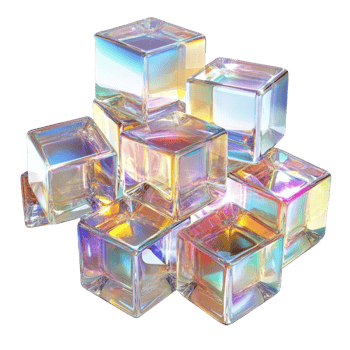 Iridescent Glass Cubes Stacked Abstract Art png
