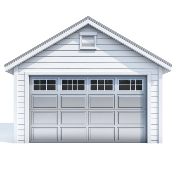 White Single Car Garage with Gable Roof and Windows png