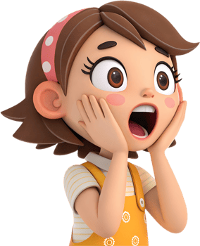 Cute animated girl with exaggerated expressions for fun-loving illustrations, . png