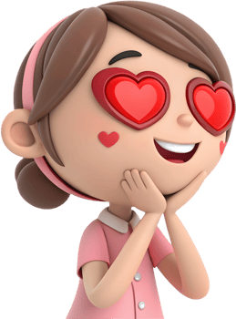 Cute girl showing cheerful expressions in fun-loving animation, . png