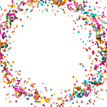 a circle of colorful confetti on a transparent background png