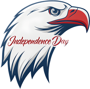 Bold bald eagle crest logo with powerful wings representing America. . png