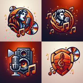 Music logo design composition in gradient style vector