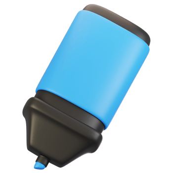 3d rendering stationery icon concept. 3d render highlighter icon png