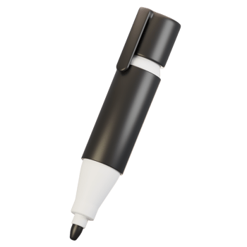 3d rendering stationery icon concept. 3d render whiteboard marker icon png