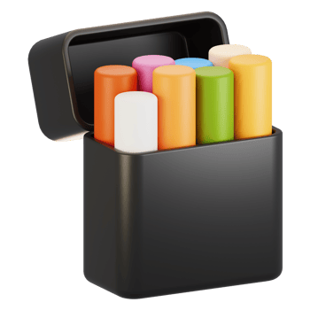 3d rendering stationery icon concept. 3d render chalk icon png