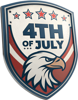 4th of July emblem to celebrate American freedom and Independence. . png