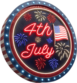 Patriotic 4th of July Independence Day logo celebrating freedom. . png