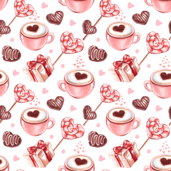 Valentine Day seamstress pattern. Cute watercolour illustration png