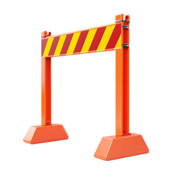 Road Safety Barricade Warning Sign on Transparent Background png