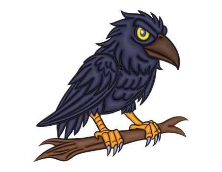A cartoon raven sitting on a branch png